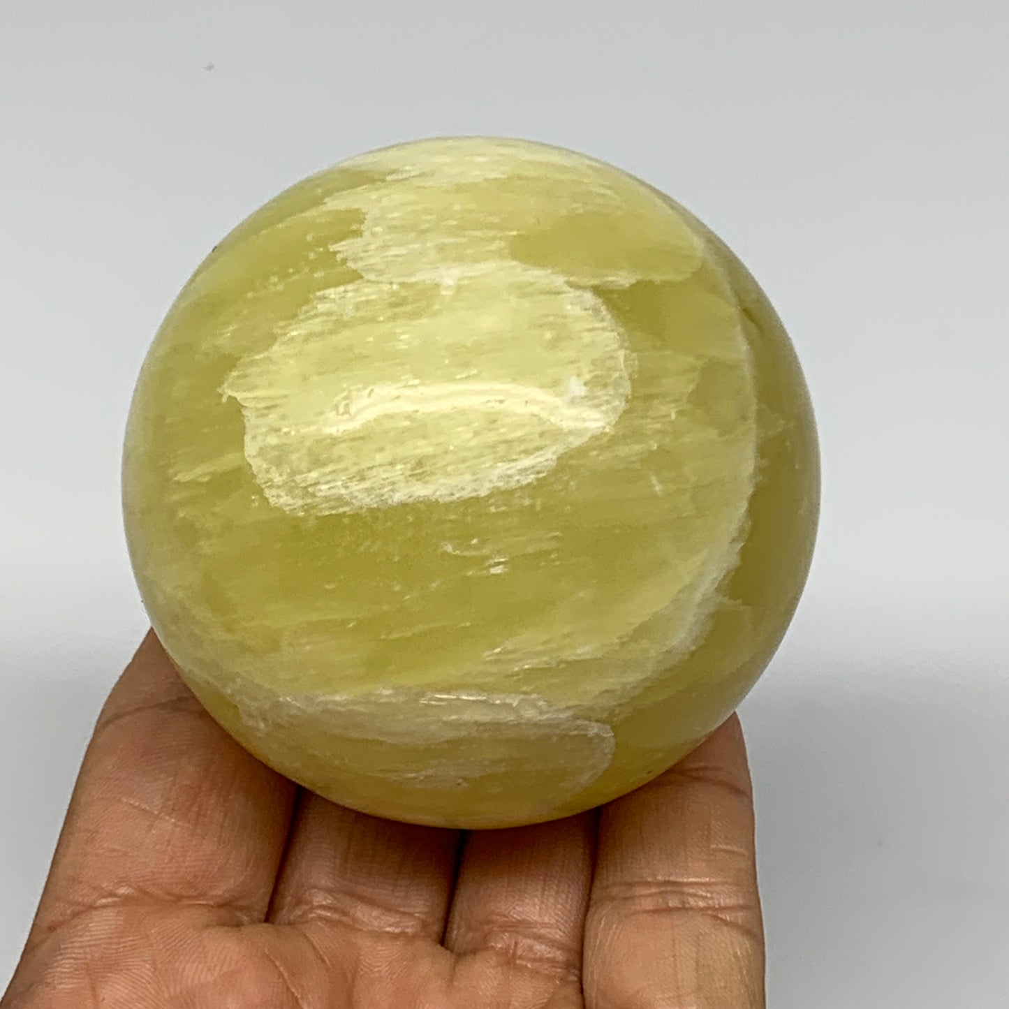 0.925 lbs,2.5"(64mm) Lemon Calcite Sphere Gemstone,Healing Crystal,B26056