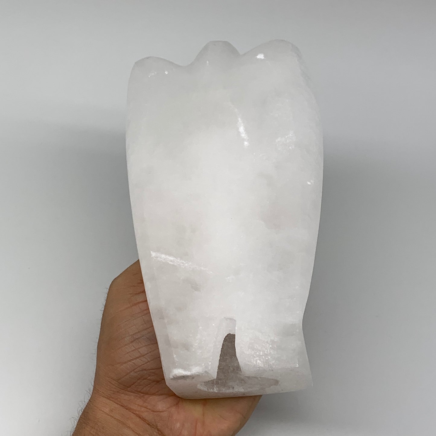 988g, 6.75"x3.7"x2.3" White Selenite (Satin Spar) Angel Lamps @Morocco,B9466