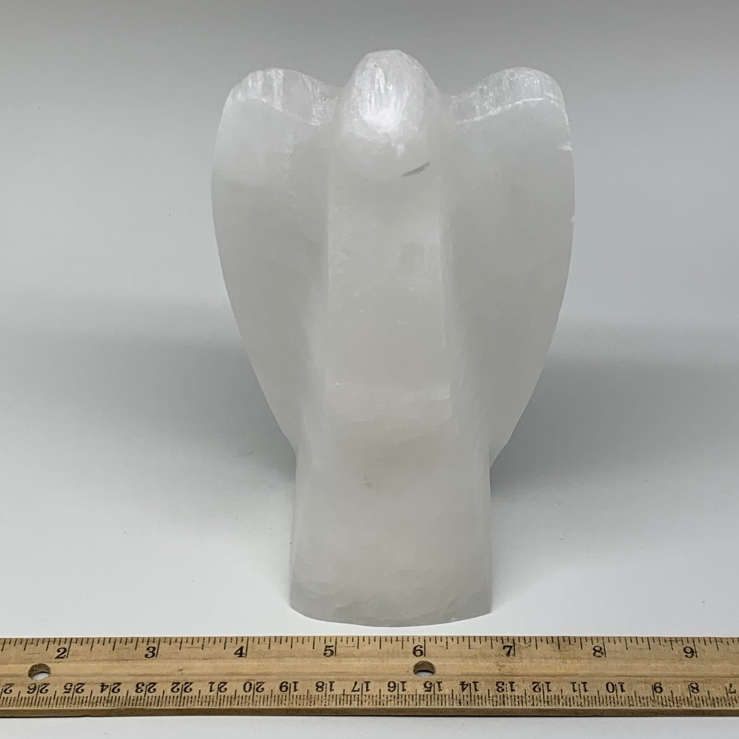 988g, 6.75"x3.7"x2.3" White Selenite (Satin Spar) Angel Lamps @Morocco,B9466