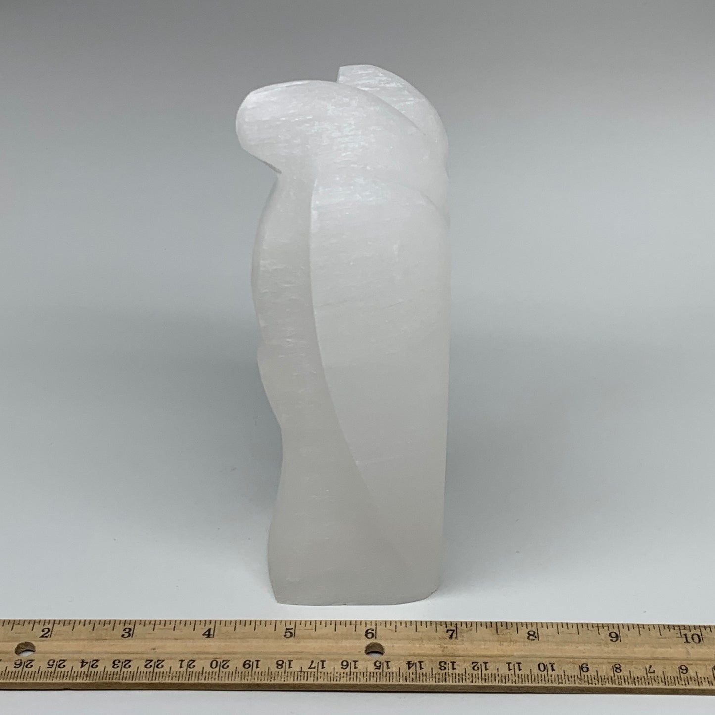 988g, 6.75"x3.7"x2.3" White Selenite (Satin Spar) Angel Lamps @Morocco,B9466