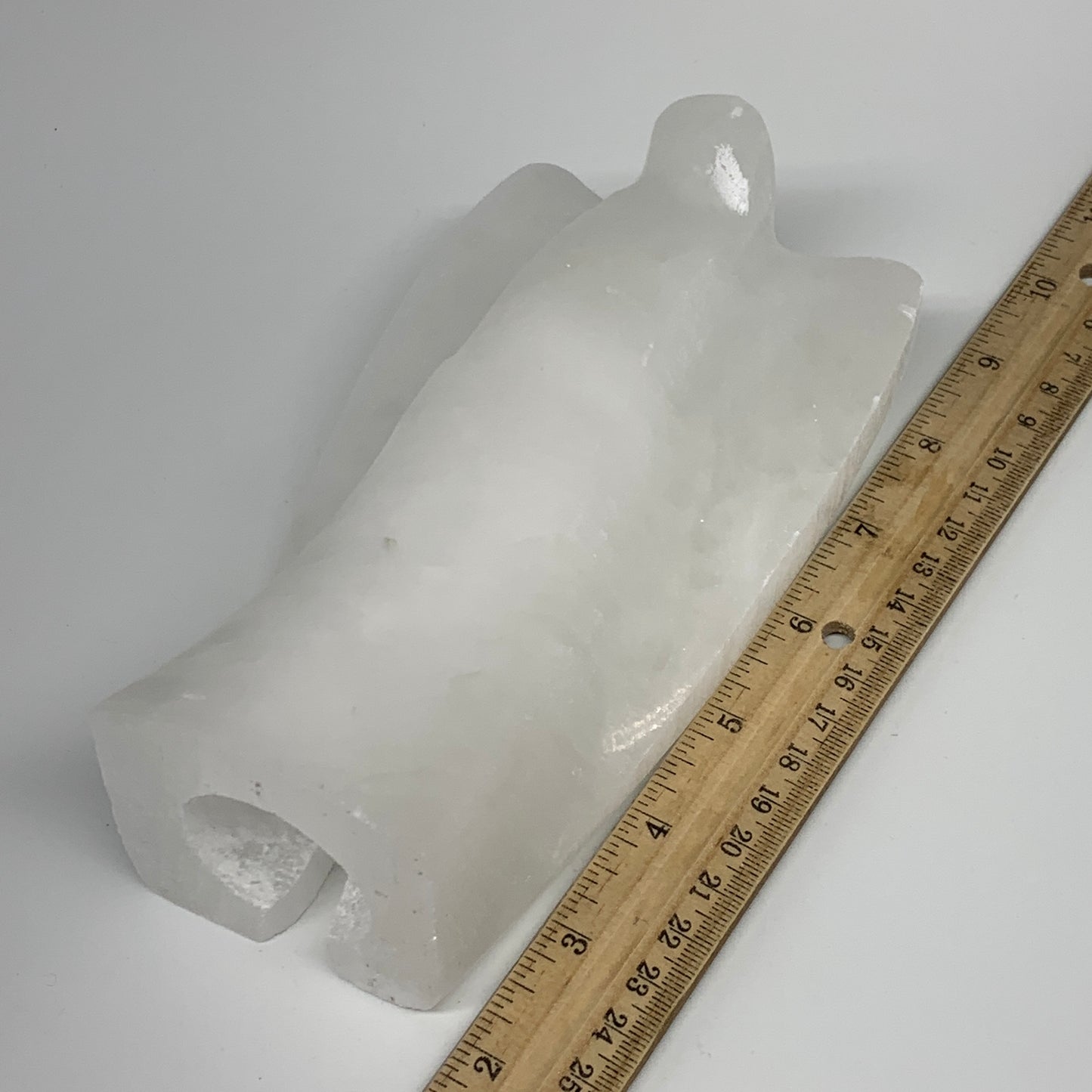 988g, 6.75"x3.7"x2.3" White Selenite (Satin Spar) Angel Lamps @Morocco,B9466