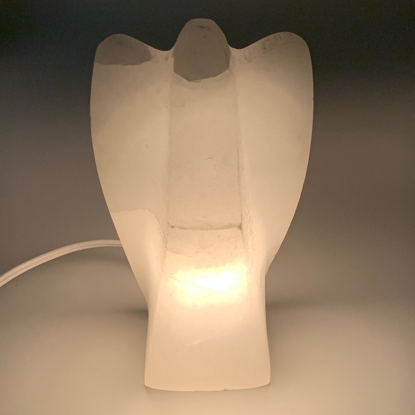 1376g, 7"x4.1"x2.8" White Selenite (Satin Spar) Angel Lamps @Morocco,B9468