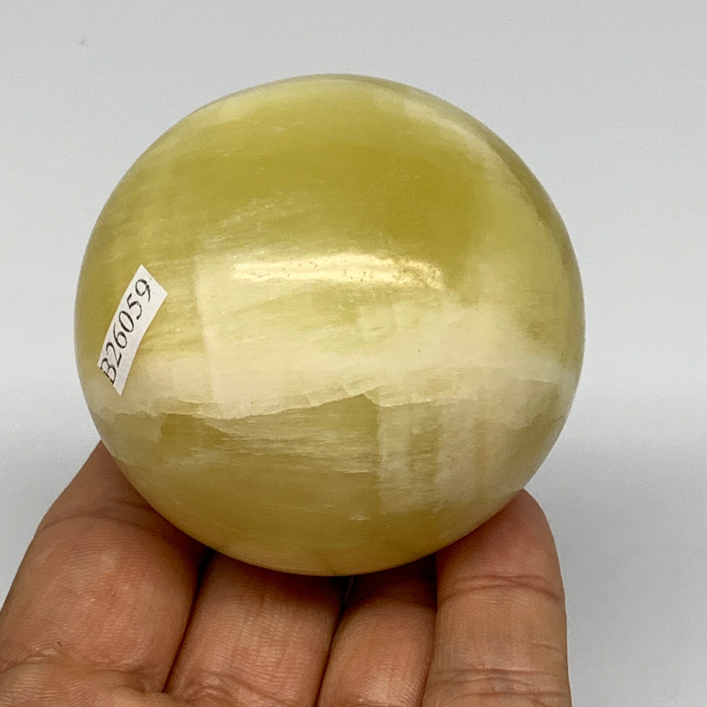 0.67 lbs,2.3"(58mm) Lemon Calcite Sphere Gemstone,Healing Crystal,B26059