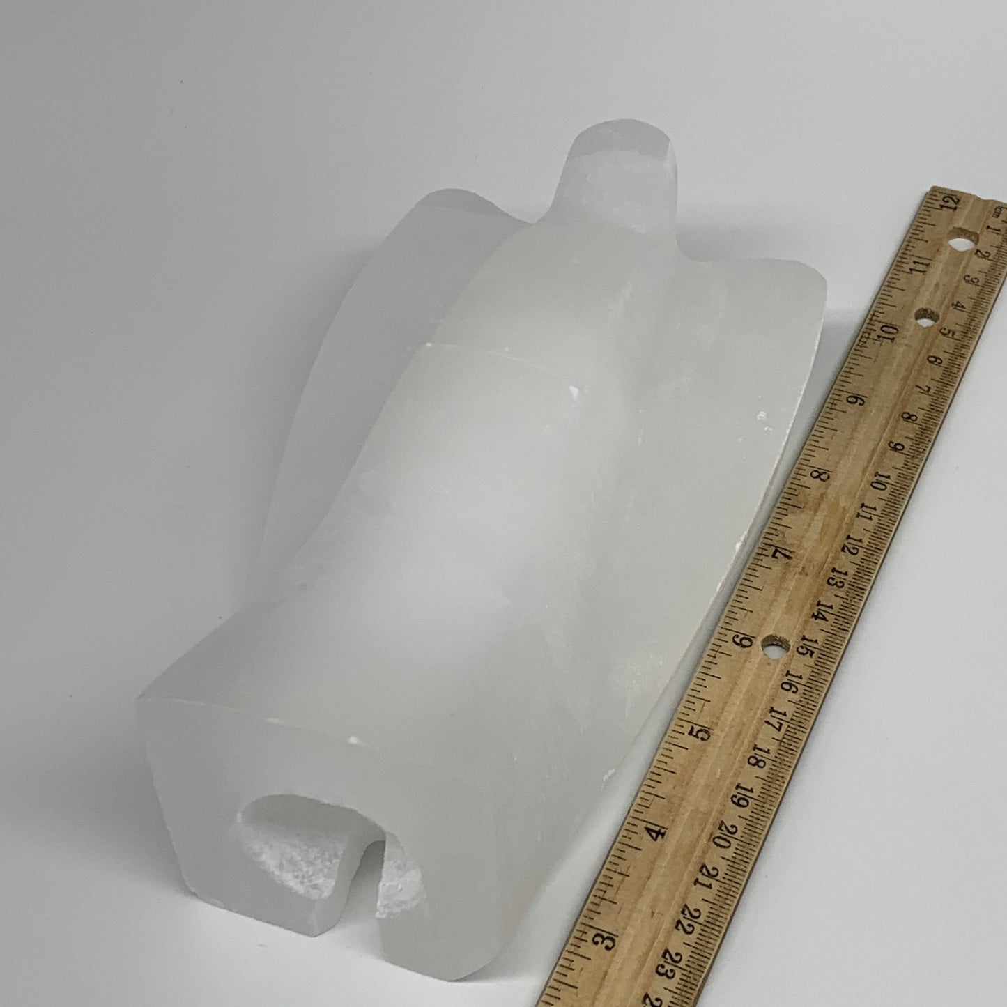 1376g, 7"x4.1"x2.8" White Selenite (Satin Spar) Angel Lamps @Morocco,B9468