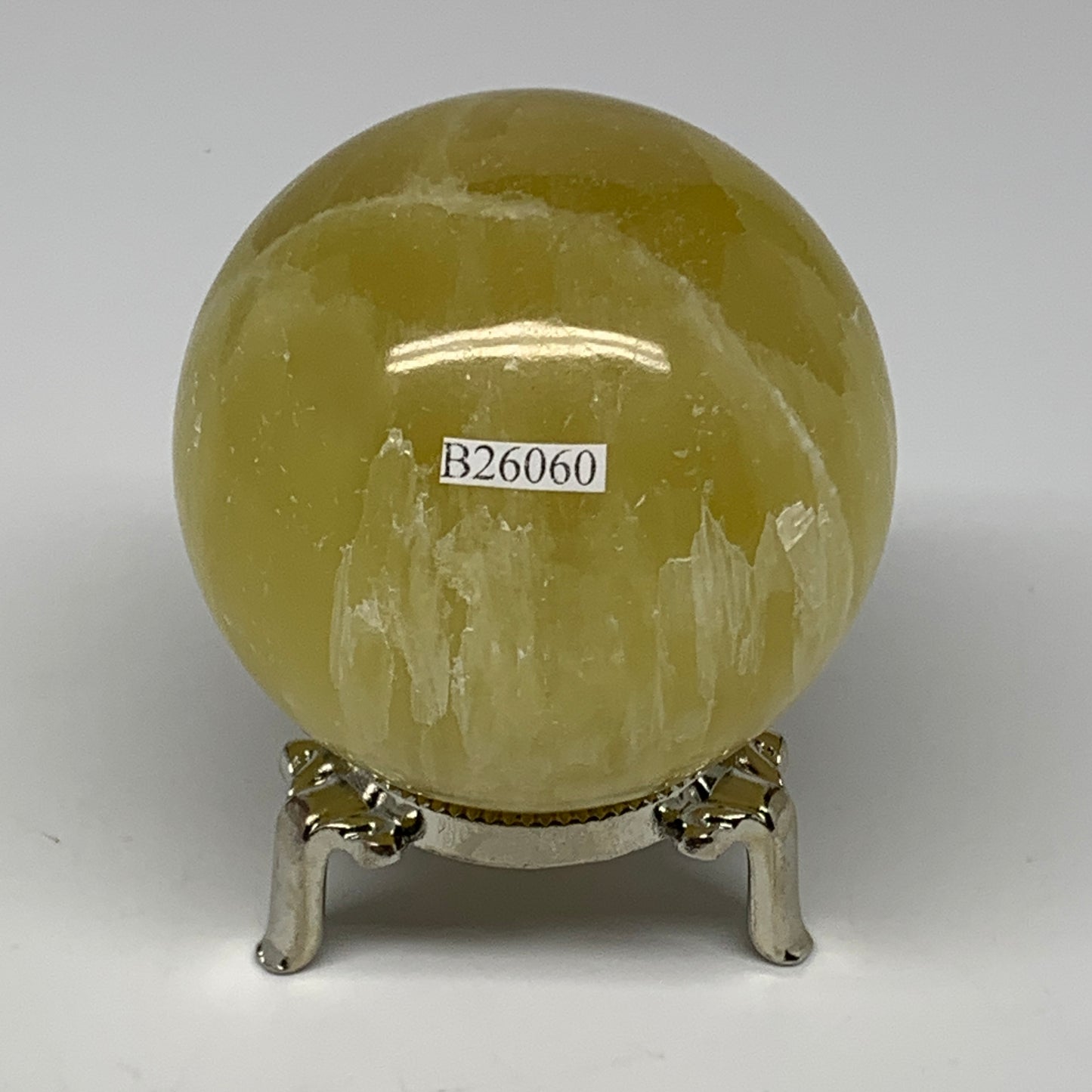 1.03 lbs,2.7"(67mm) Lemon Calcite Sphere Gemstone,Healing Crystal,B26060