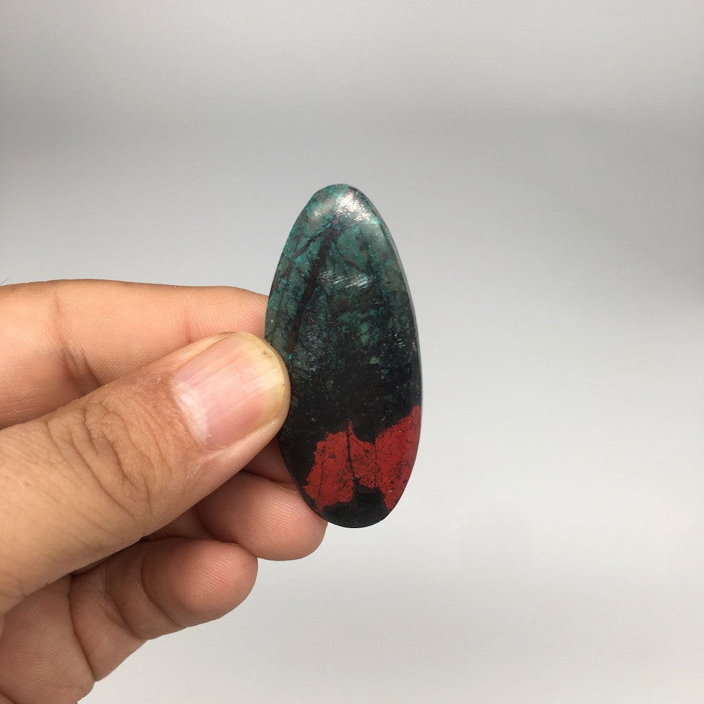 17.4g, 2"x 0.9" Sonora Sunset Chrysocolla Cuprite Cabochon from Mexico,SC211