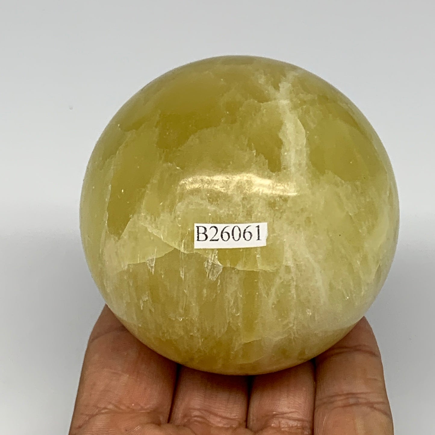 1.08 lbs,2.7"(68mm) Lemon Calcite Sphere Gemstone,Healing Crystal,B26061