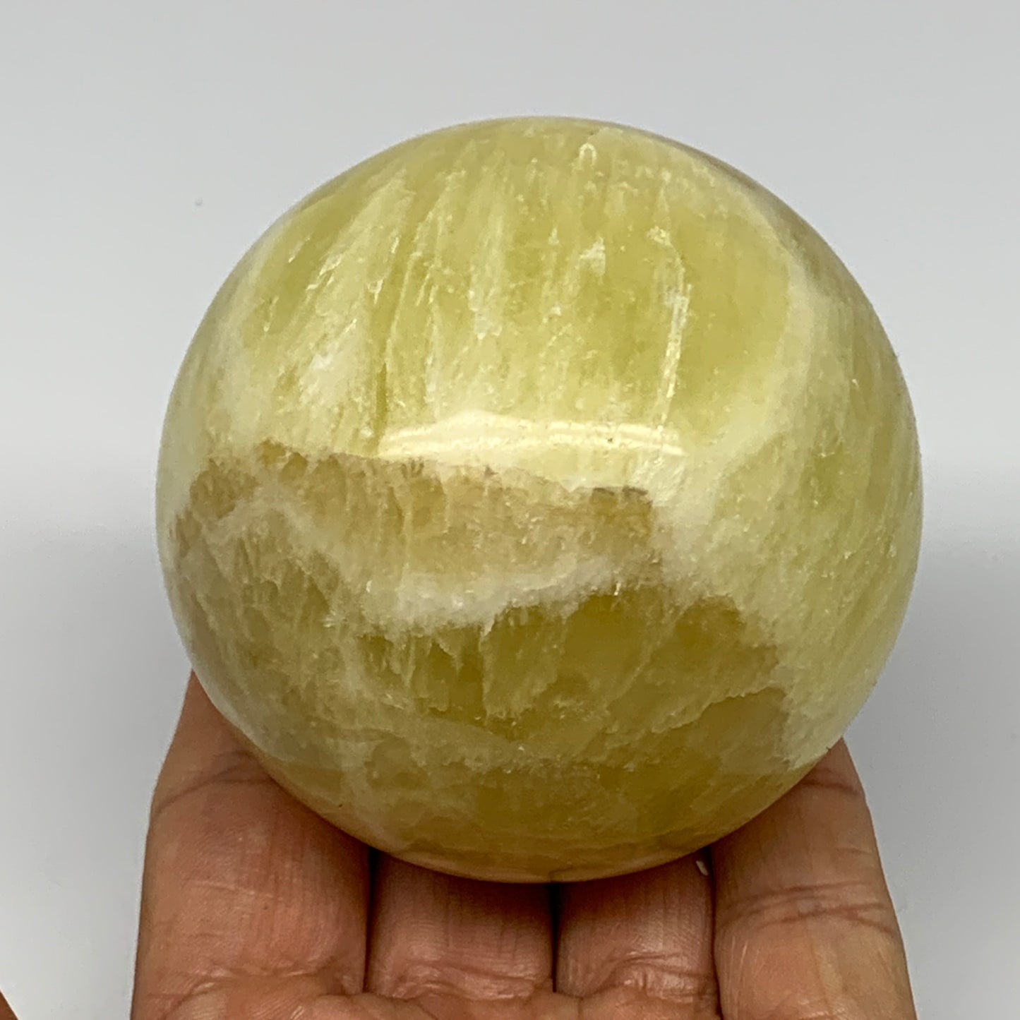 1.08 lbs,2.7"(68mm) Lemon Calcite Sphere Gemstone,Healing Crystal,B26061