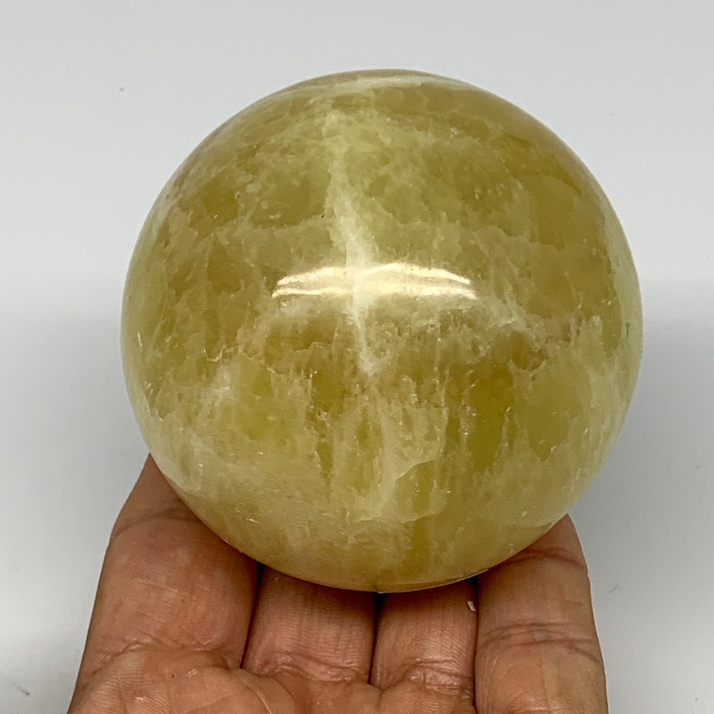 1.08 lbs,2.7"(68mm) Lemon Calcite Sphere Gemstone,Healing Crystal,B26061