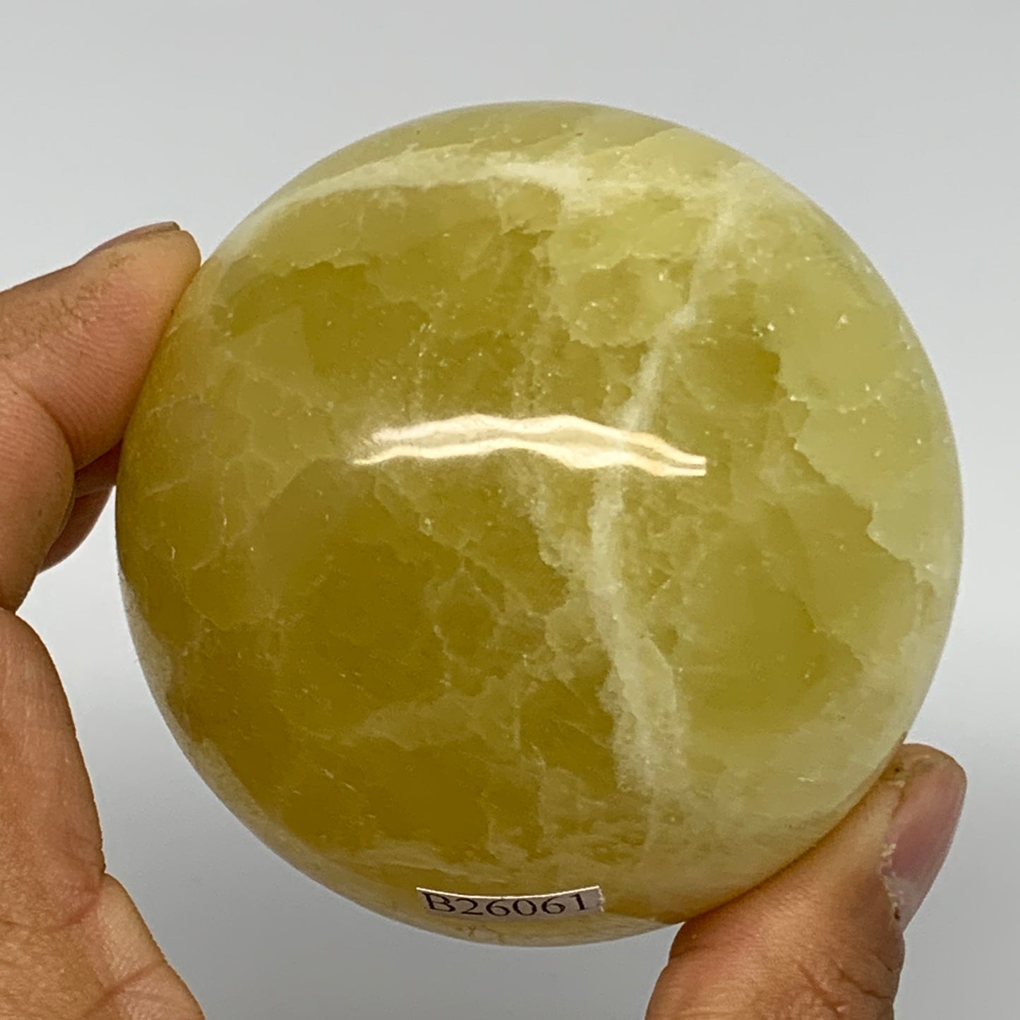 1.08 lbs,2.7"(68mm) Lemon Calcite Sphere Gemstone,Healing Crystal,B26061