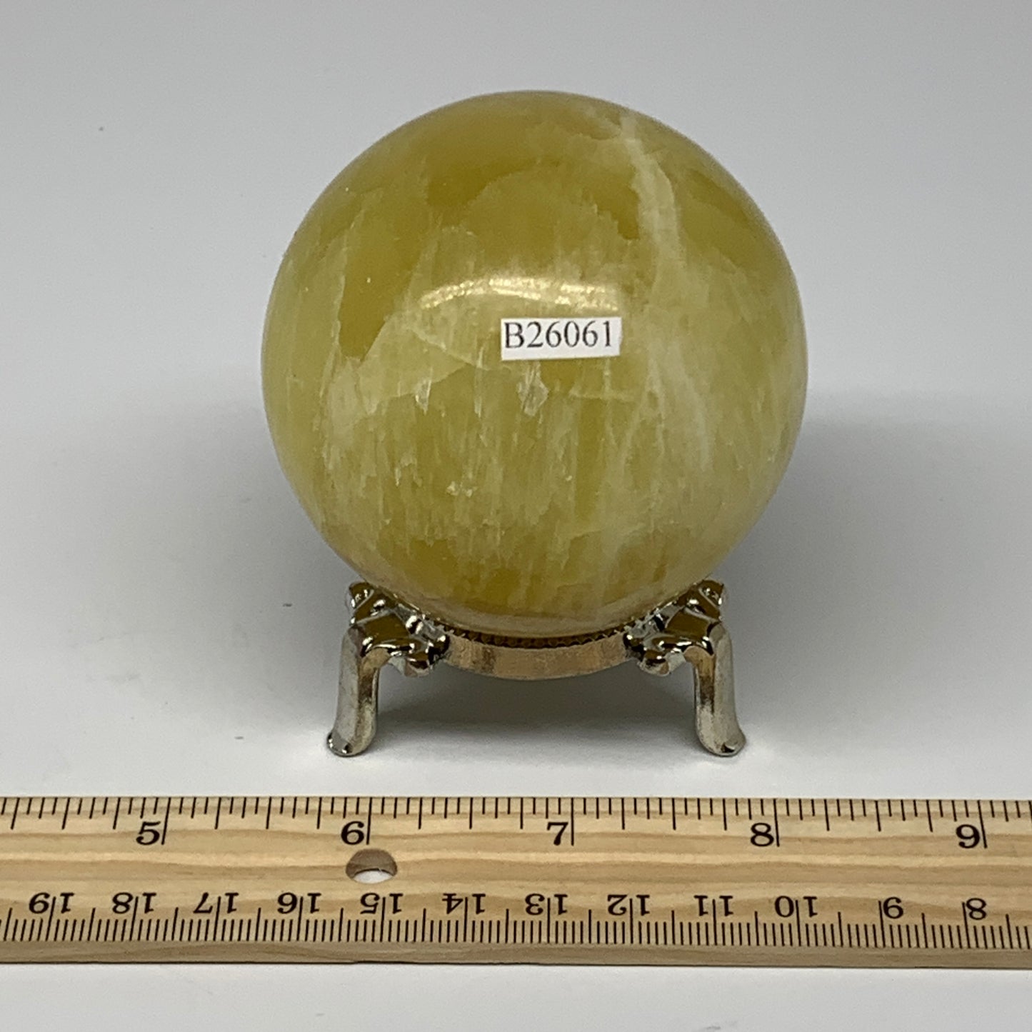 1.08 lbs,2.7"(68mm) Lemon Calcite Sphere Gemstone,Healing Crystal,B26061