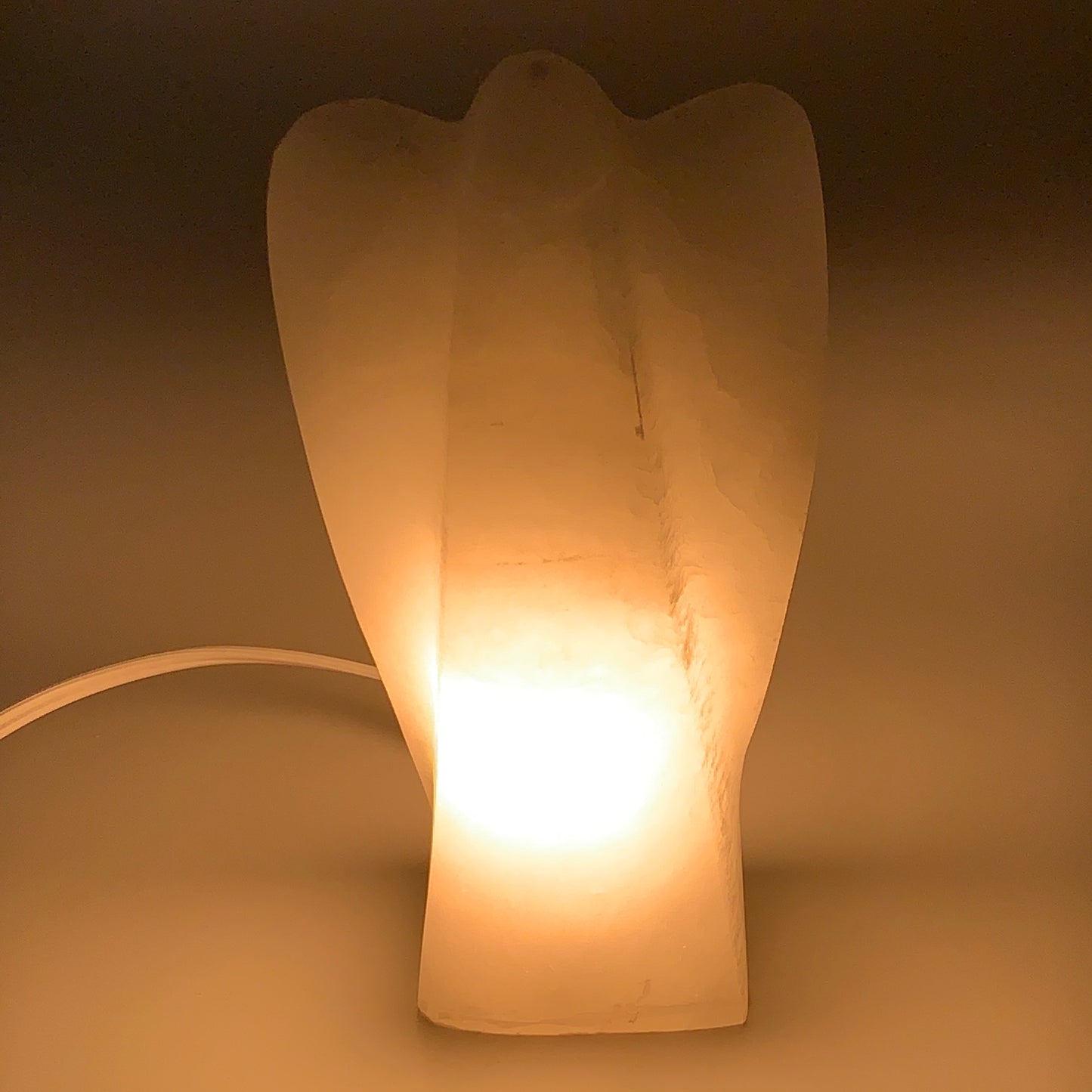 1002g, 7"x3.6"x2.1" White Selenite (Satin Spar) Angel Lamps @Morocco,B9472