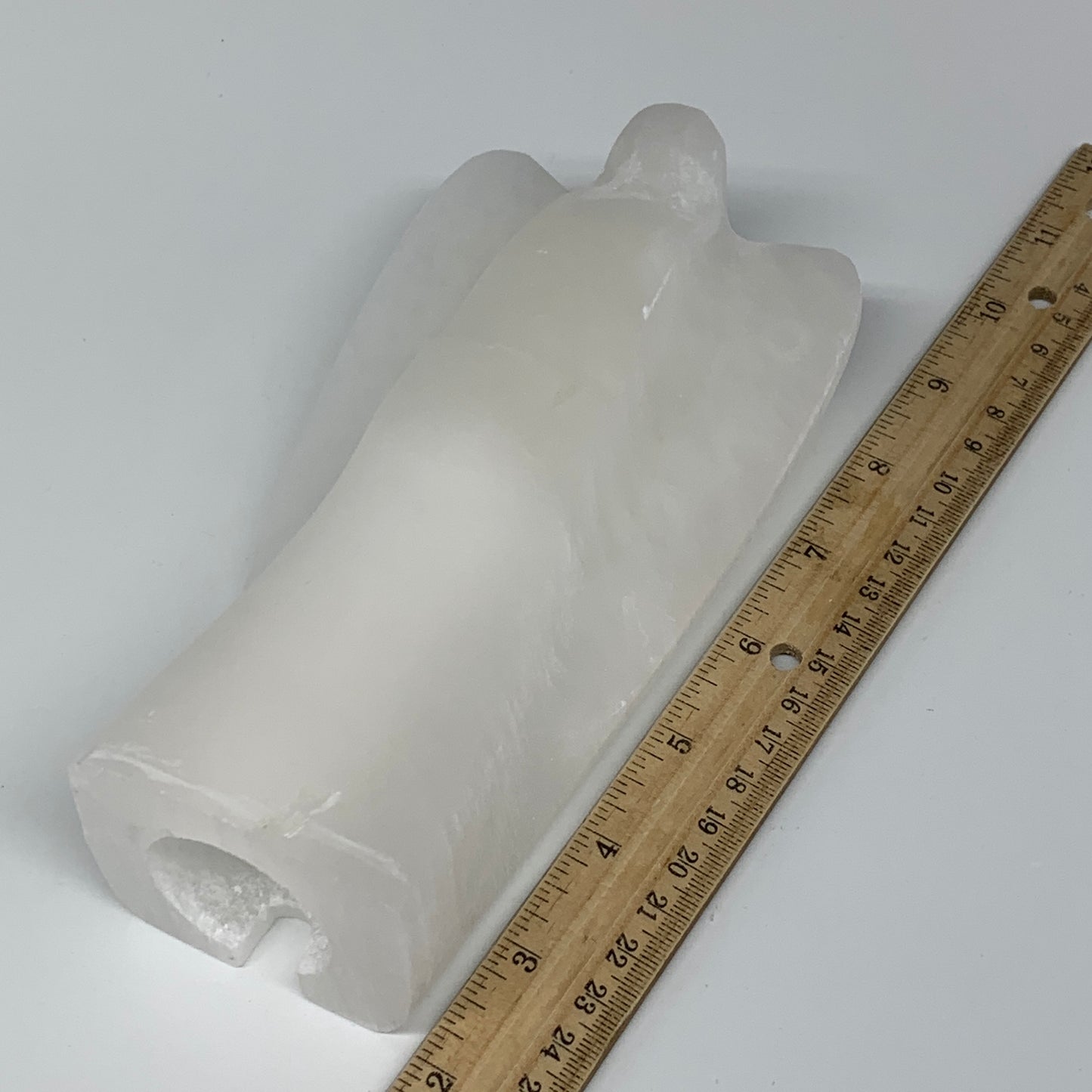 1002g, 7"x3.6"x2.1" White Selenite (Satin Spar) Angel Lamps @Morocco,B9472