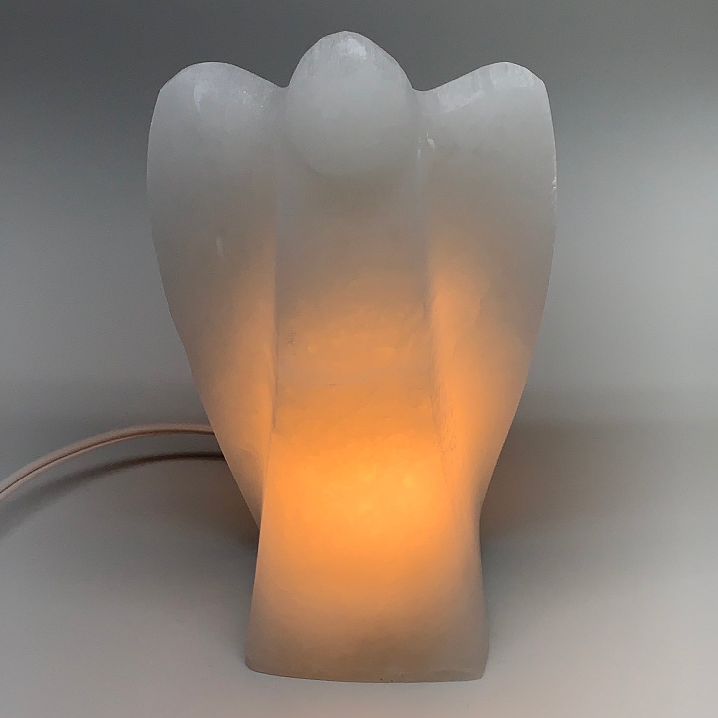 1324g, 7"x4.1"x2.5" White Selenite (Satin Spar) Angel Lamps @Morocco,B9473