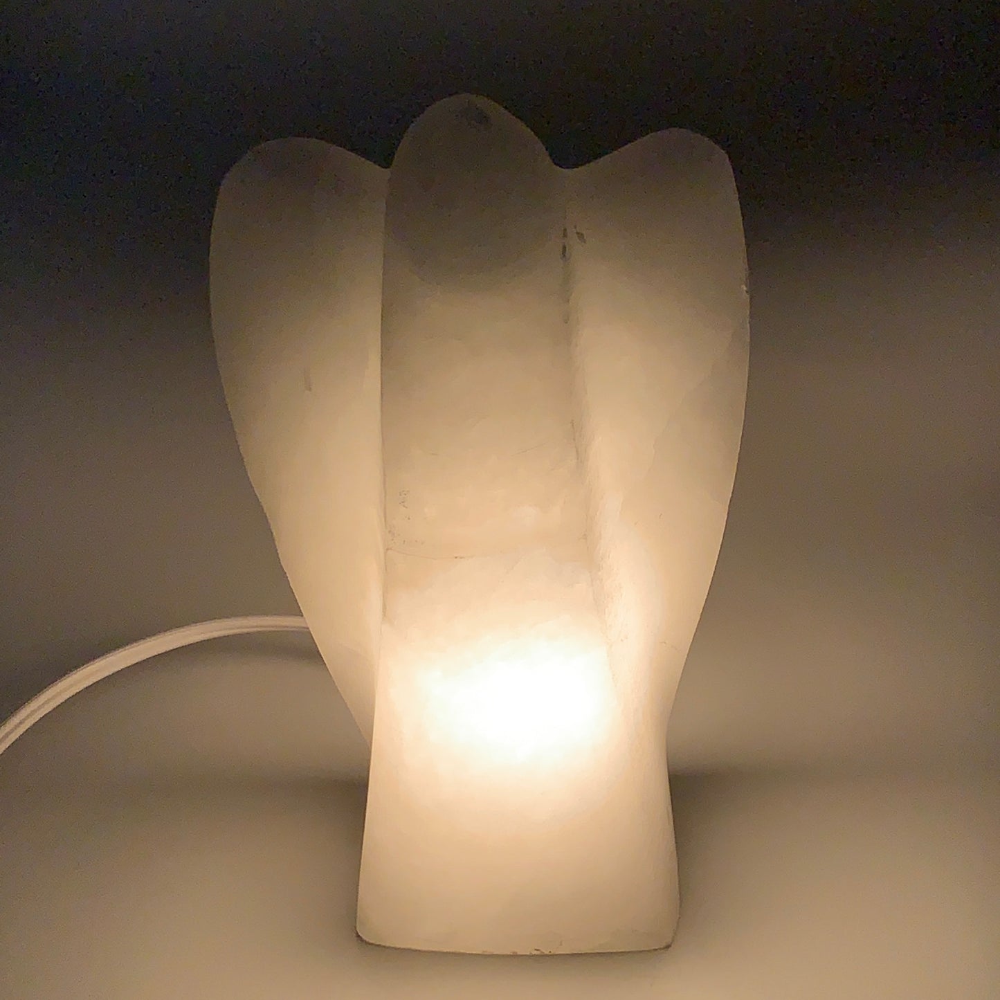 1324g, 7"x4.1"x2.5" White Selenite (Satin Spar) Angel Lamps @Morocco,B9473