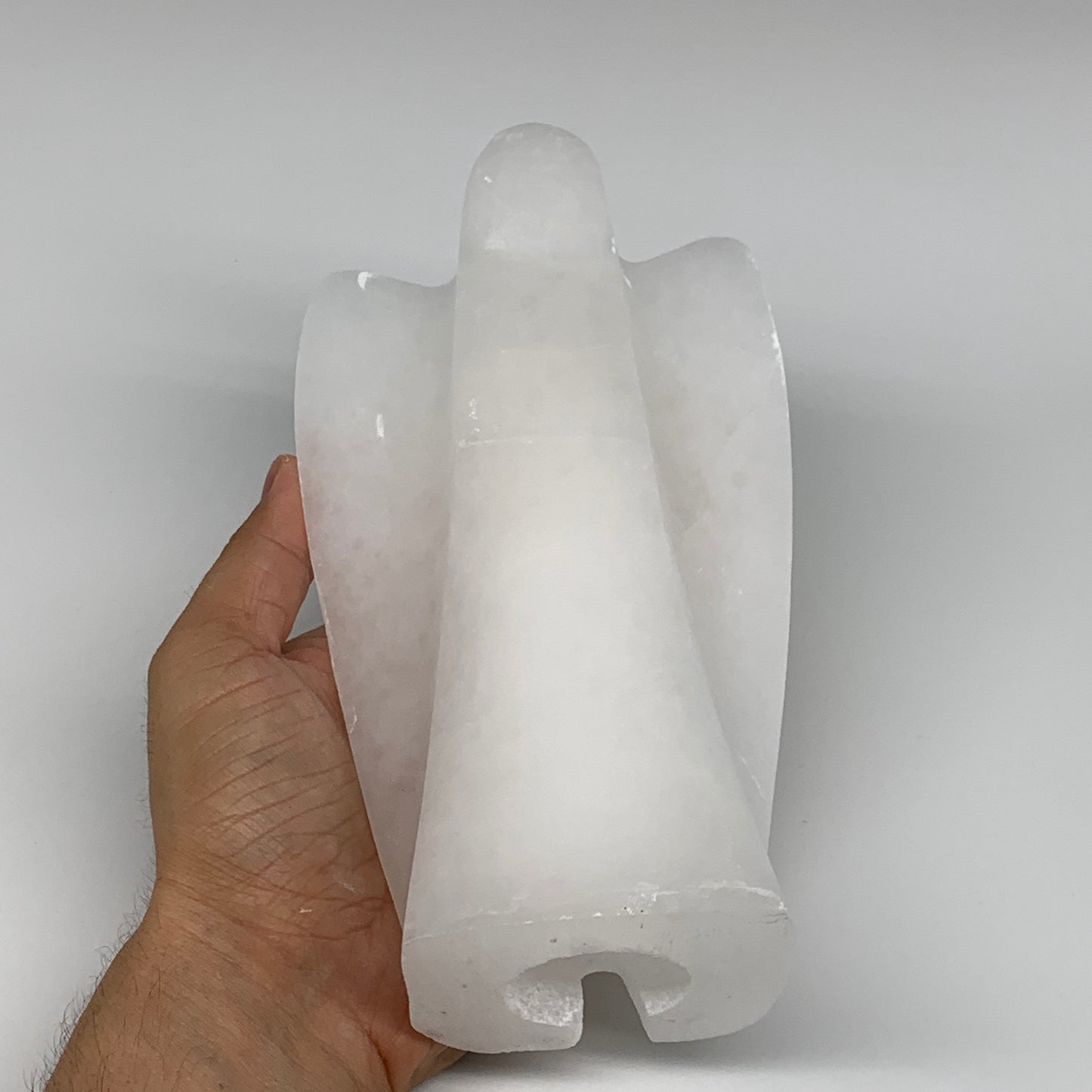 1324g, 7"x4.1"x2.5" White Selenite (Satin Spar) Angel Lamps @Morocco,B9473