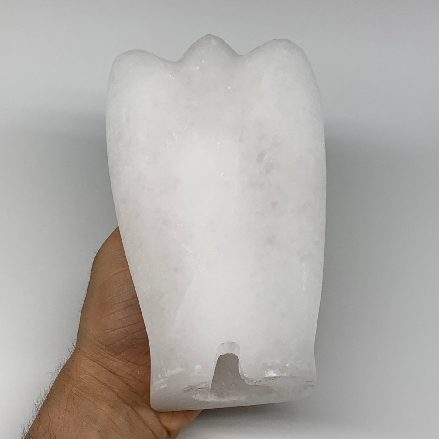 1324g, 7"x4.1"x2.5" White Selenite (Satin Spar) Angel Lamps @Morocco,B9473