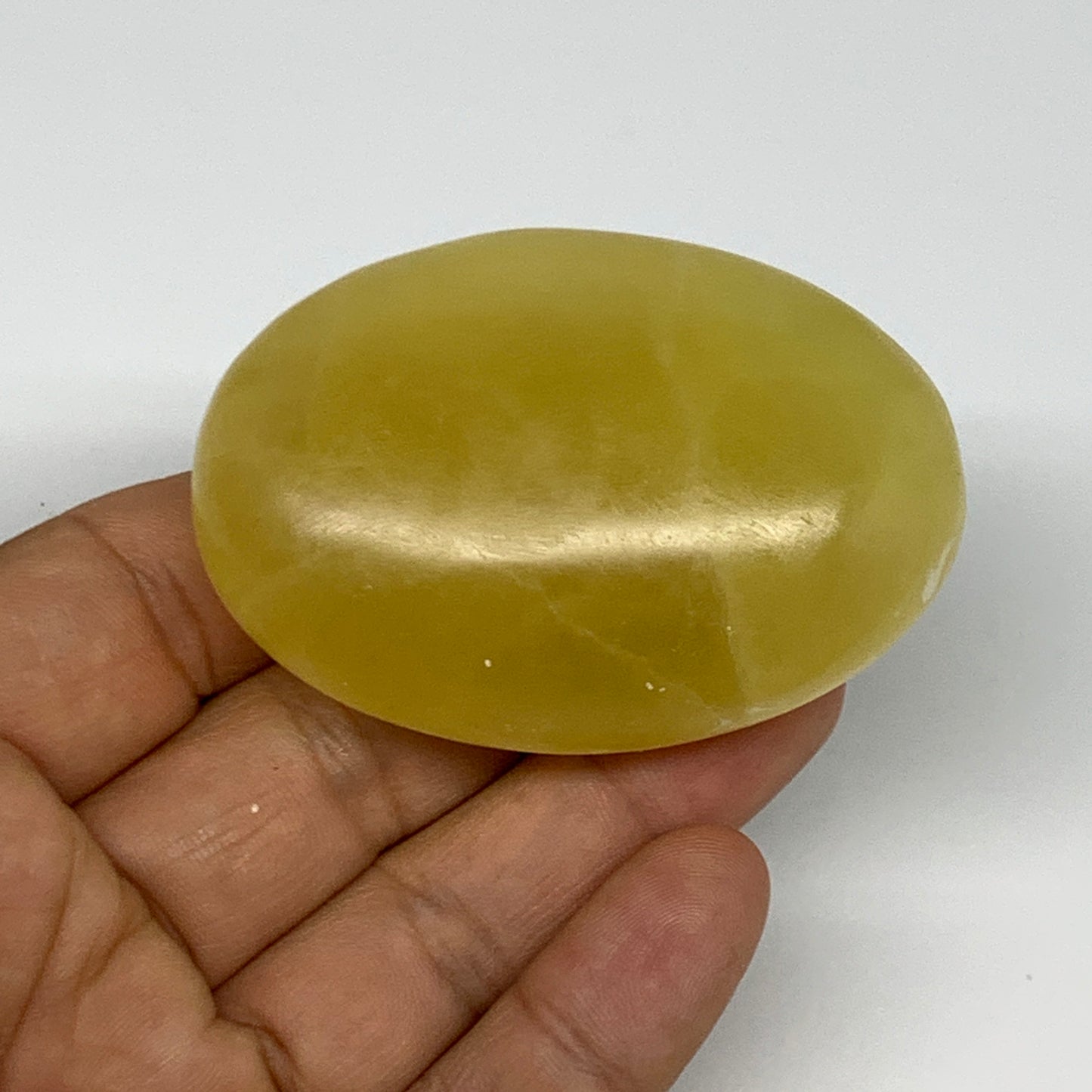 110.5g, 2.5"x1.7"x1", Lemon Calcite Palm-Stone Crystal Polished @Pakistan,B26424