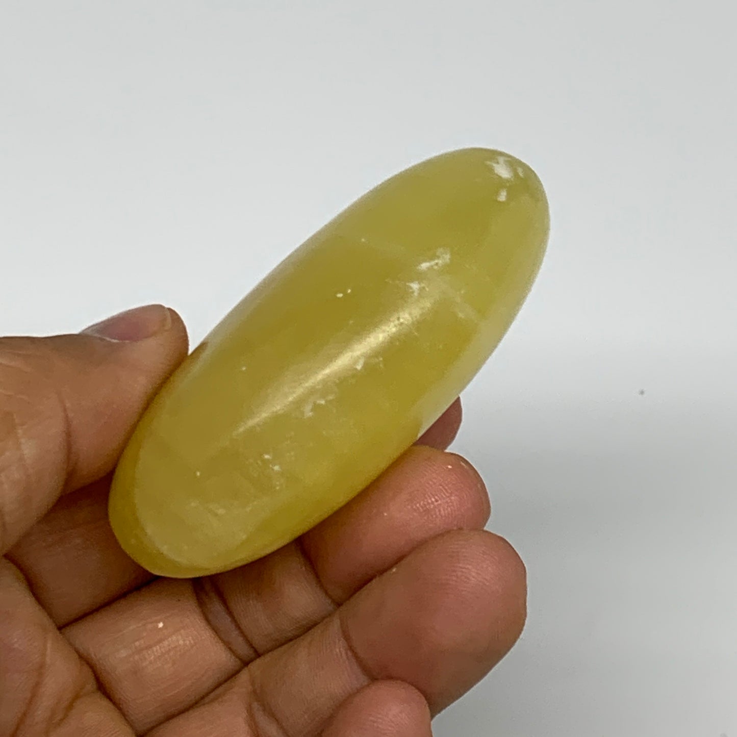 110.5g, 2.5"x1.7"x1", Lemon Calcite Palm-Stone Crystal Polished @Pakistan,B26424