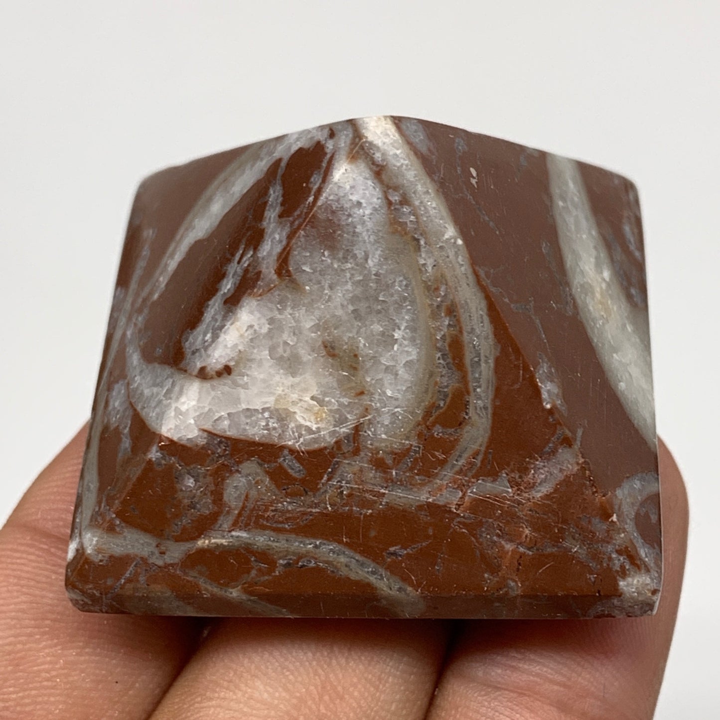 57g,1.2"x1.6" Natural Untreated Red Shell Fossils Pyramid Reiki Energy, F1218