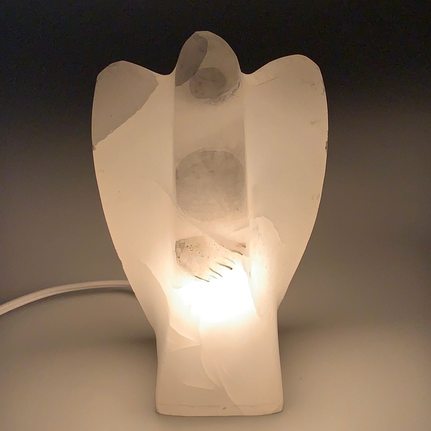 904g,7"x3.9"x1.9" White Selenite (Satin Spar) Angel Lamps @Morocco,B9478