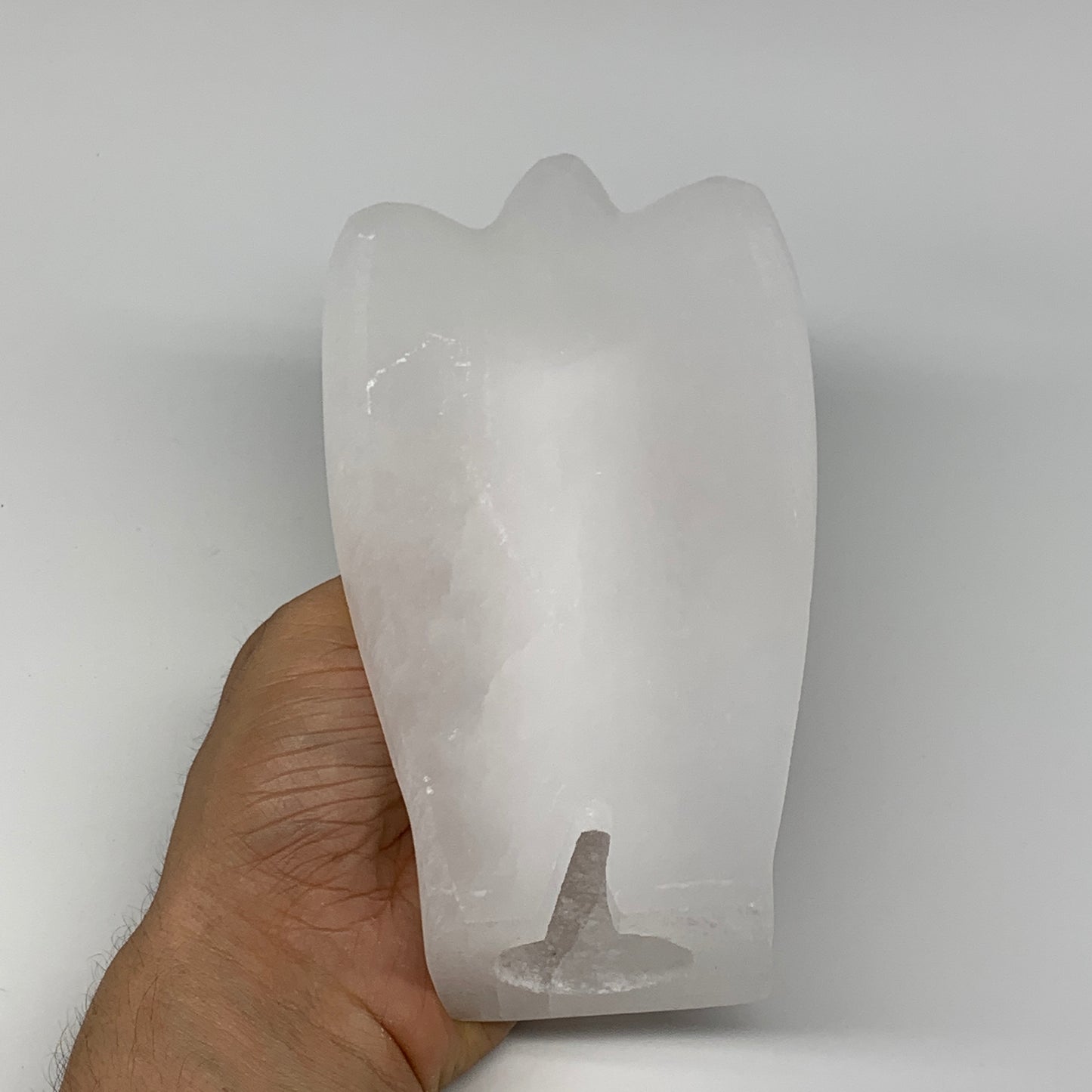 904g,7"x3.9"x1.9" White Selenite (Satin Spar) Angel Lamps @Morocco,B9478