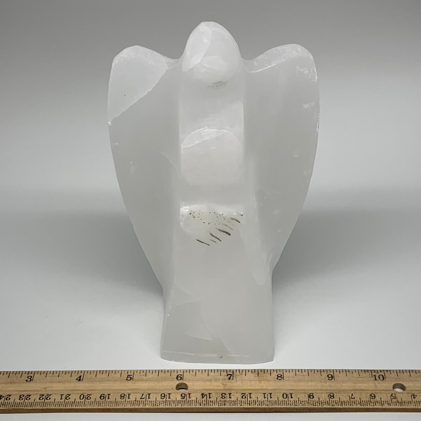 904g,7"x3.9"x1.9" White Selenite (Satin Spar) Angel Lamps @Morocco,B9478