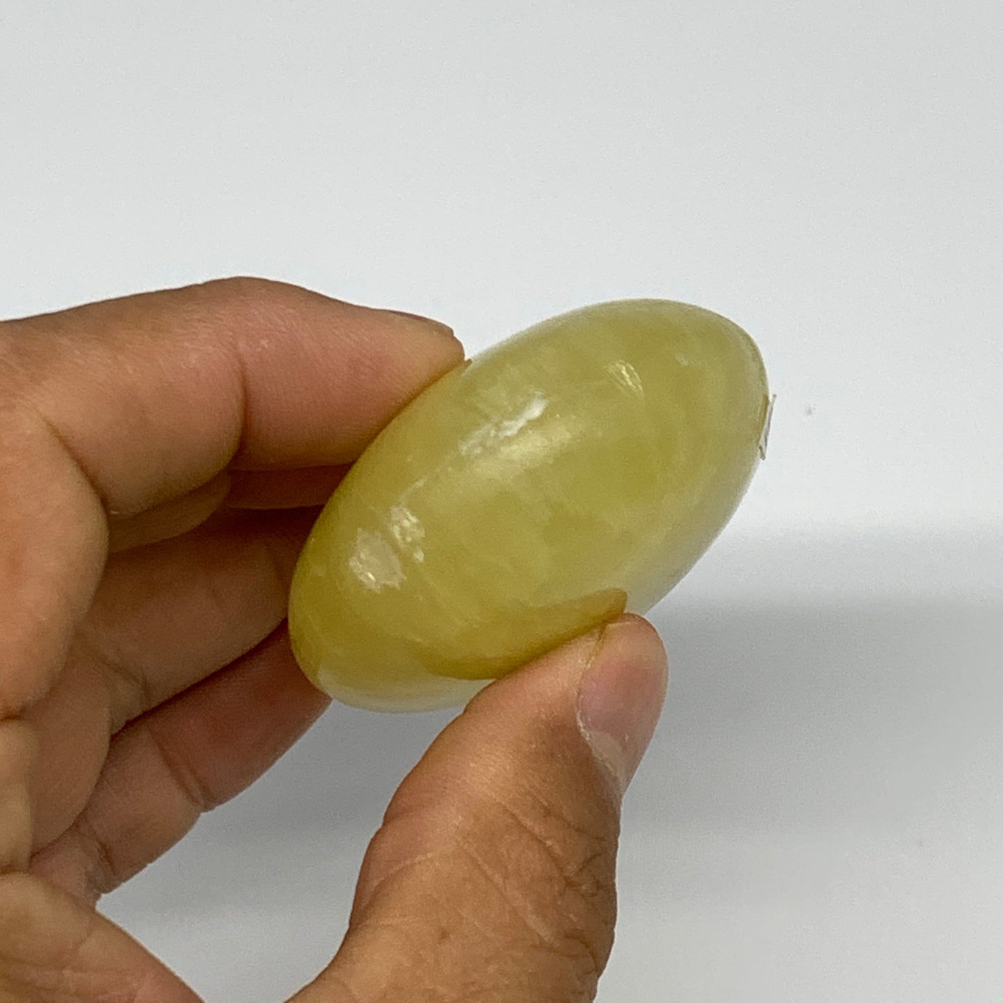 129g, 2.8"x1.9"x0.9", Lemon Calcite Palm-Stone Crystal Polished @Pakistan,B26431