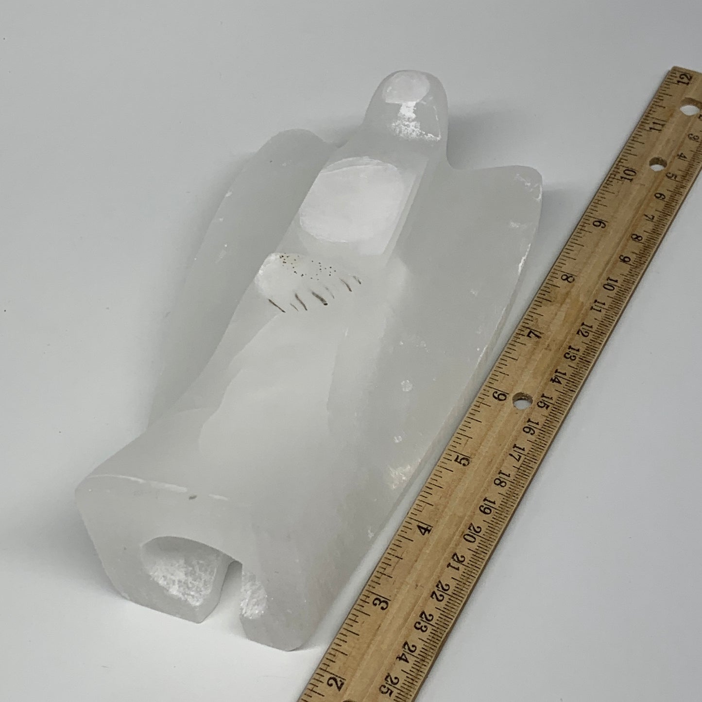 904g,7"x3.9"x1.9" White Selenite (Satin Spar) Angel Lamps @Morocco,B9478