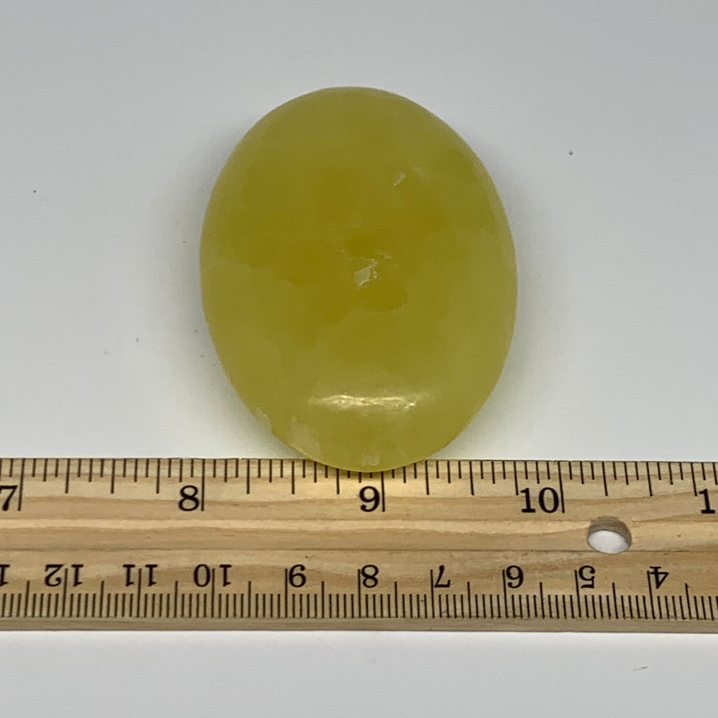 129g, 2.8"x1.9"x0.9", Lemon Calcite Palm-Stone Crystal Polished @Pakistan,B26431