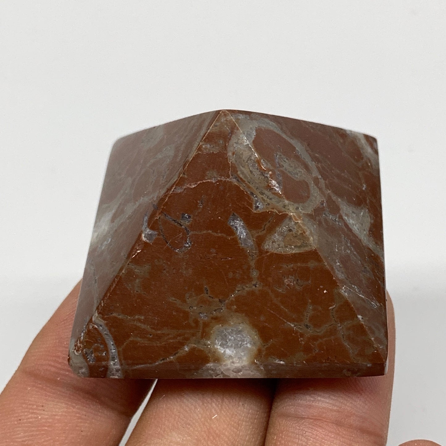 59g,1.2"x1.6" Natural Untreated Red Shell Fossils Pyramid Reiki Energy, F1235