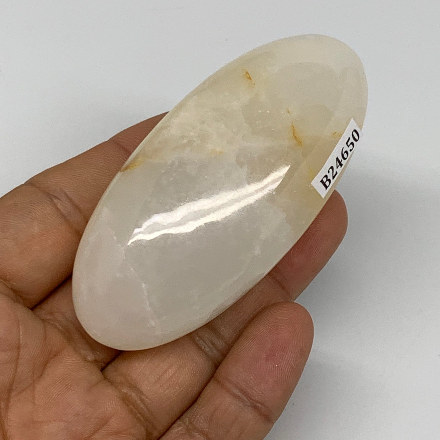 107.9g, 3"x1.4"x1" Natural Onyx Palm-Stone Reiki @Afghanistan, B24650