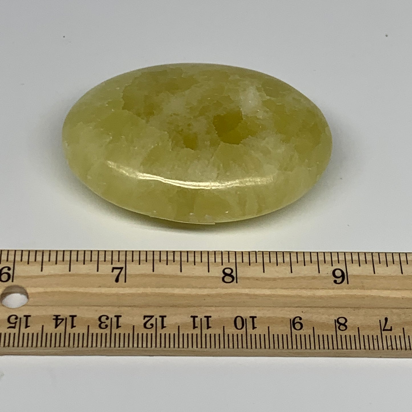 113.4g, 2.6"x1.9"x0.9", Lemon Calcite Palm-Stone Crystal Polished @Pakistan,B255