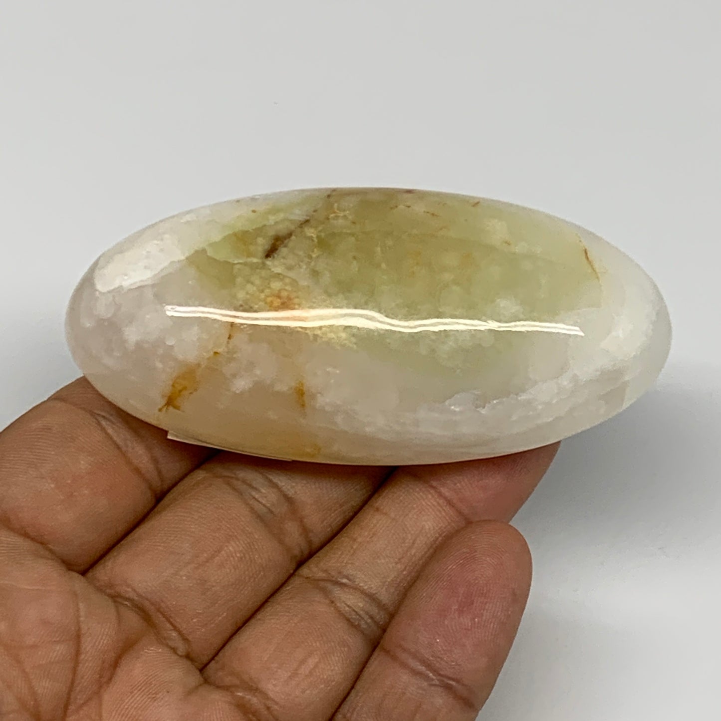 107.9g, 3"x1.4"x1" Natural Onyx Palm-Stone Reiki @Afghanistan, B24650