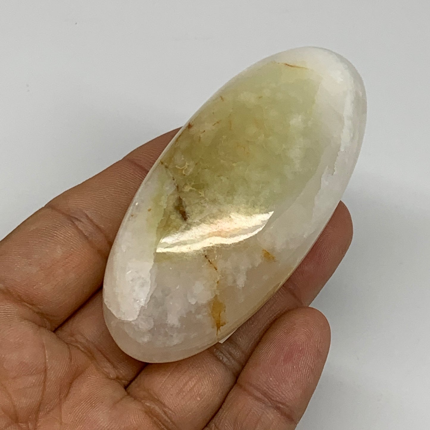 107.9g, 3"x1.4"x1" Natural Onyx Palm-Stone Reiki @Afghanistan, B24650