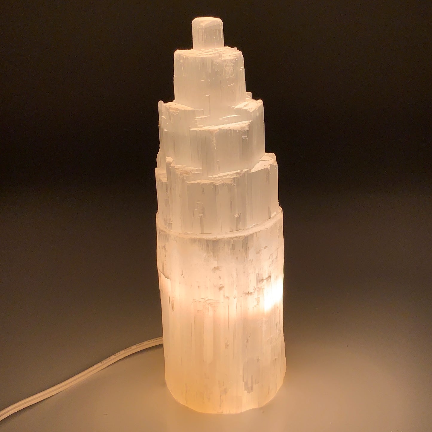 4.5 lb,10"x3.3" Rough Selenite (Satin Spar) Lamp Tower W/Chord, B9484