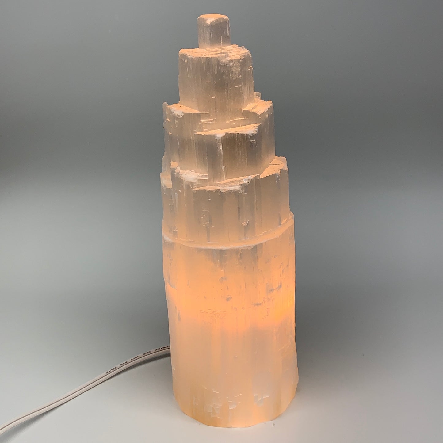 4.5 lb,10"x3.3" Rough Selenite (Satin Spar) Lamp Tower W/Chord, B9484