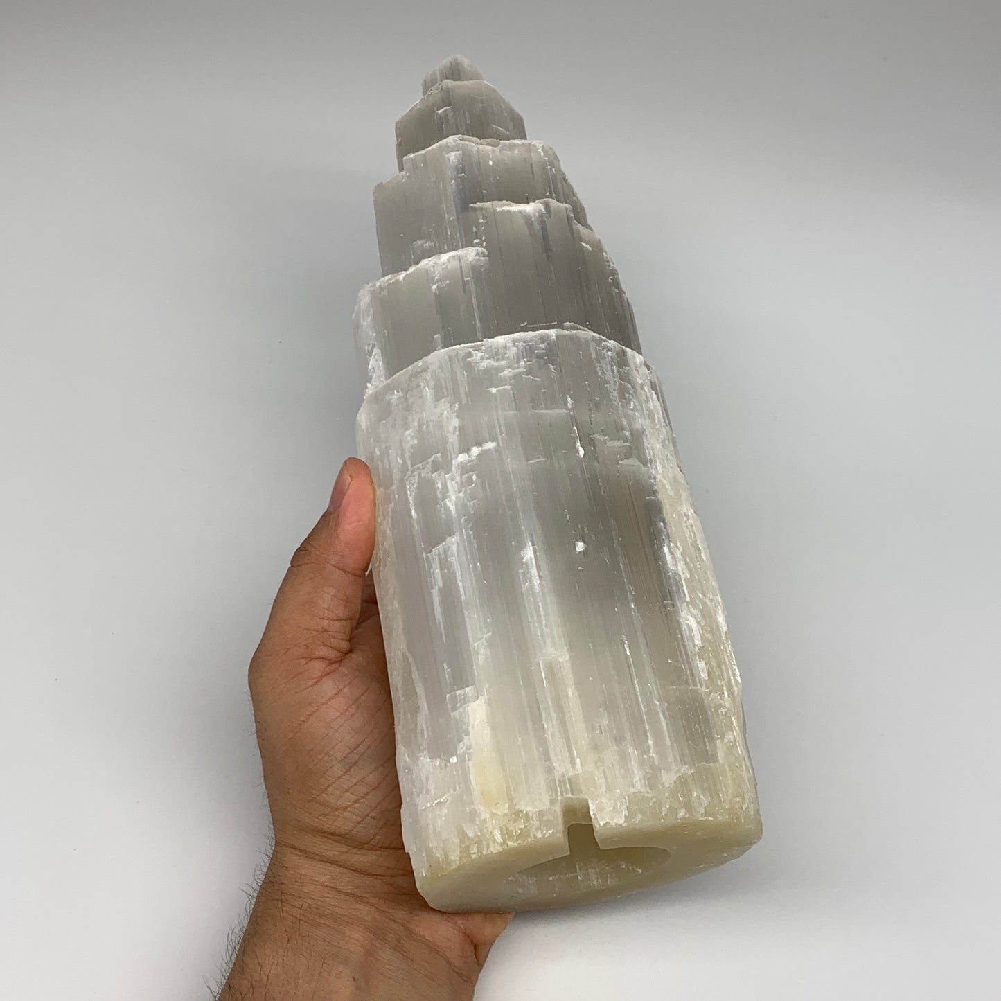 4.5 lb,10"x3.3" Rough Selenite (Satin Spar) Lamp Tower W/Chord, B9484