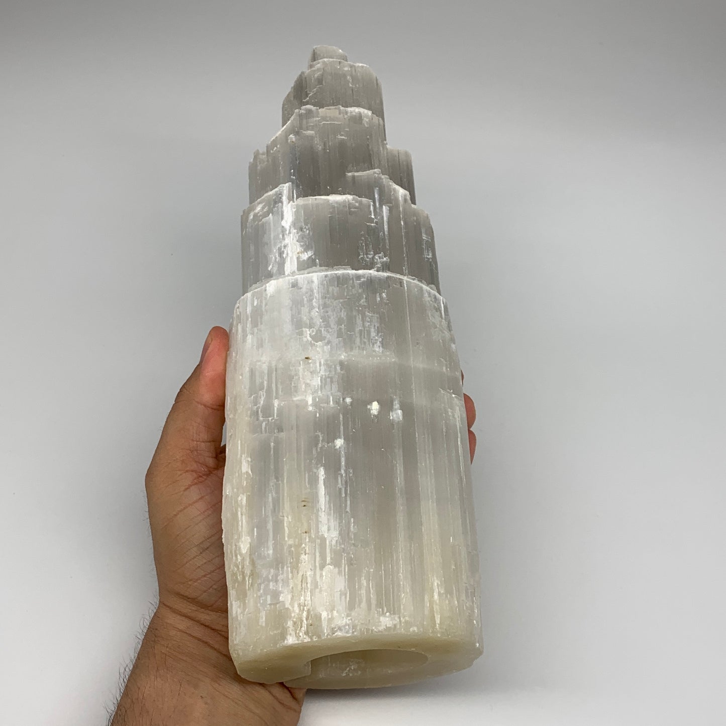 4.5 lb,10"x3.3" Rough Selenite (Satin Spar) Lamp Tower W/Chord, B9484