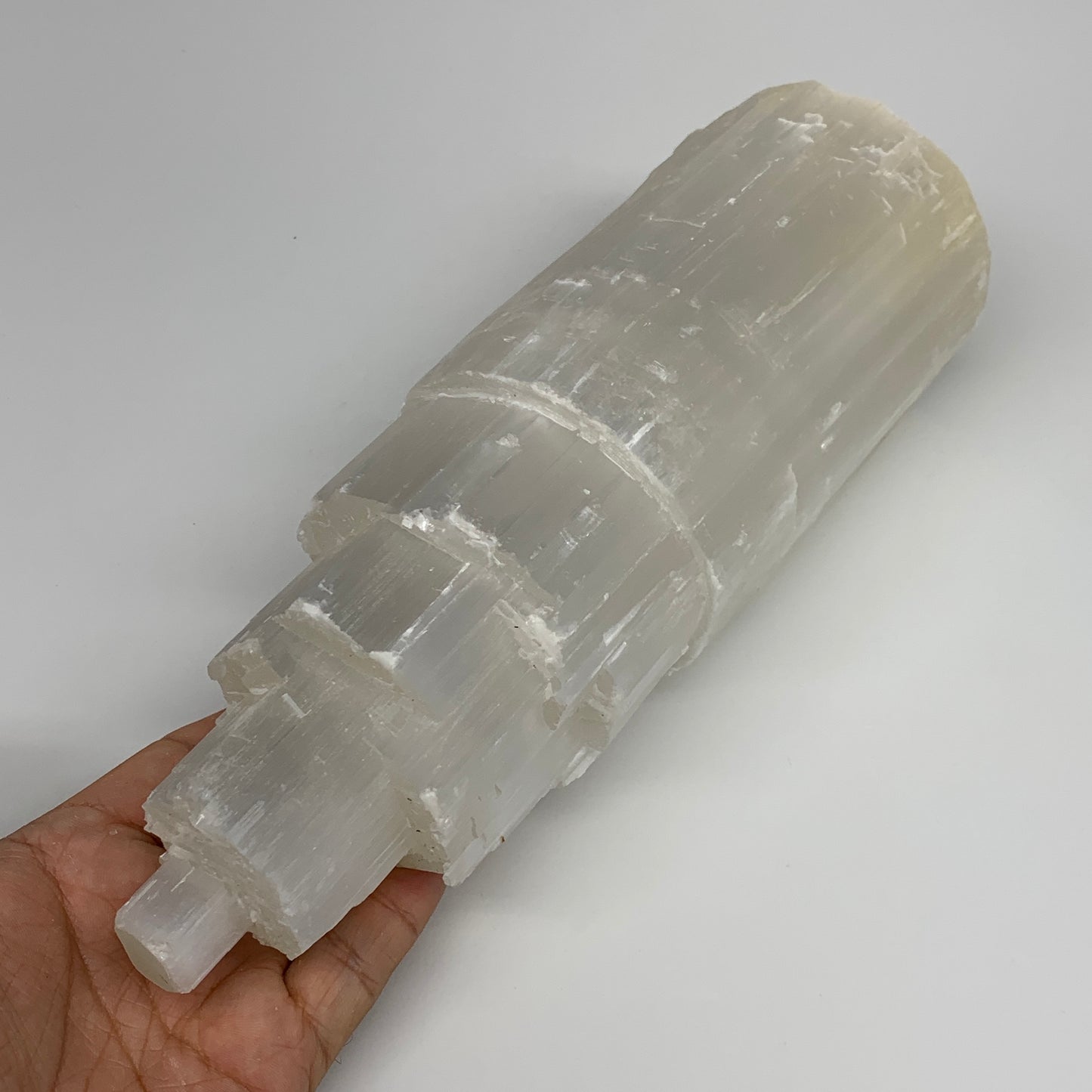 4.5 lb,10"x3.3" Rough Selenite (Satin Spar) Lamp Tower W/Chord, B9484