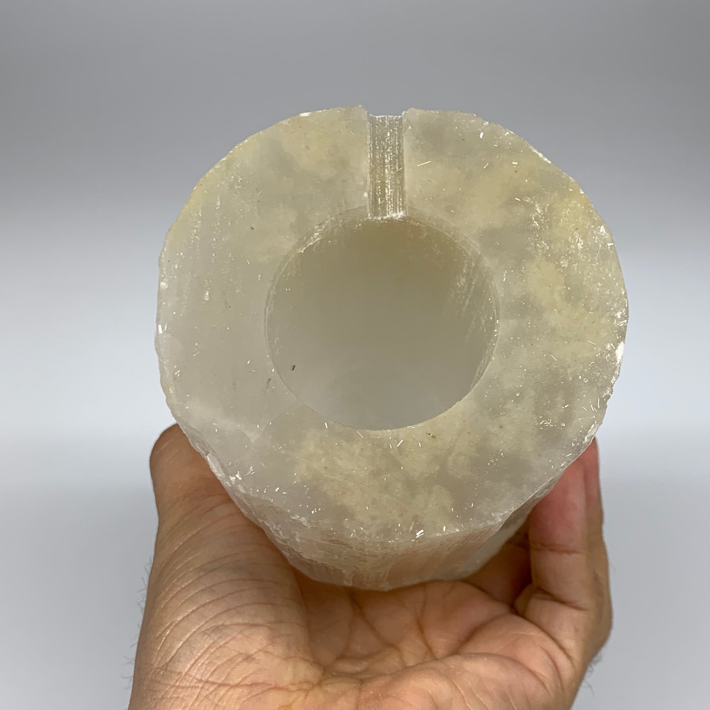 4.5 lb,10"x3.3" Rough Selenite (Satin Spar) Lamp Tower W/Chord, B9484