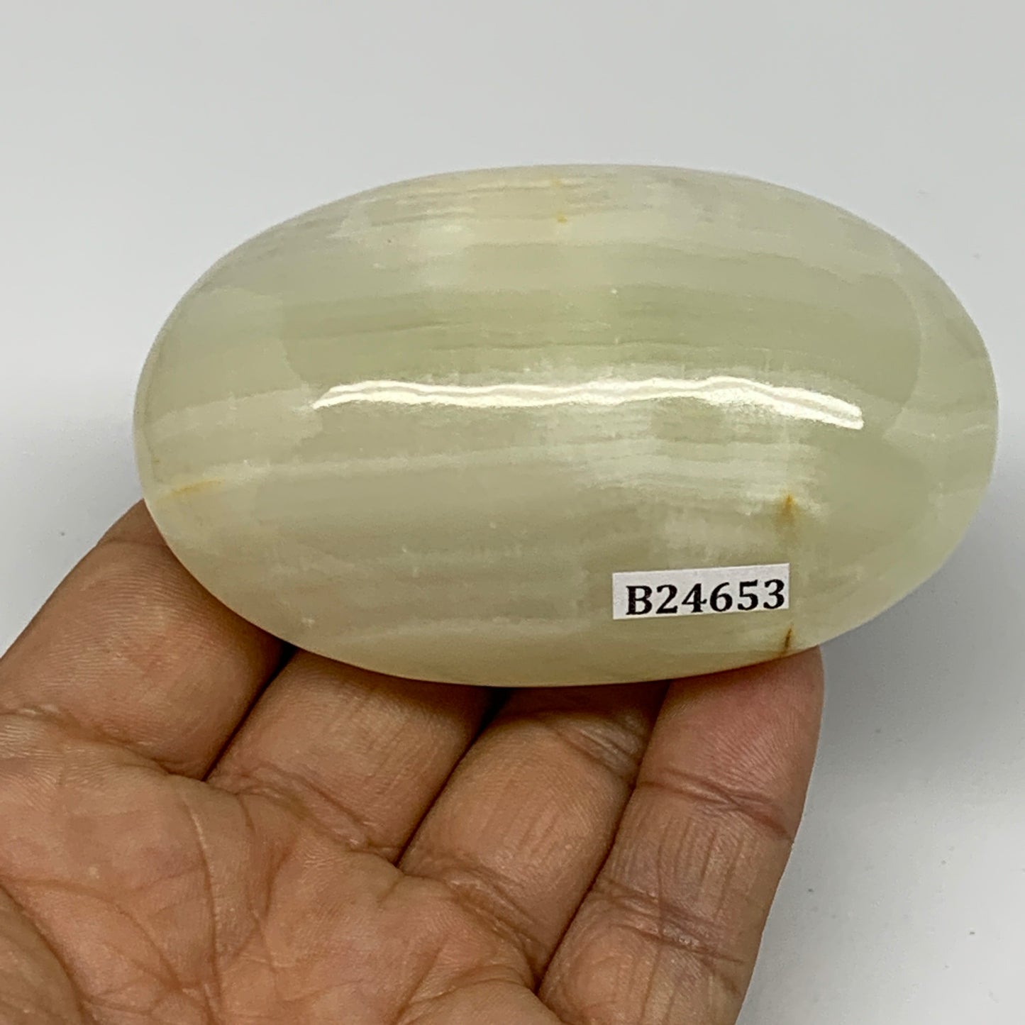 165.4g, 3"x1.9"x1.3" Natural Onyx Palm-Stone Reiki @Afghanistan, B24653