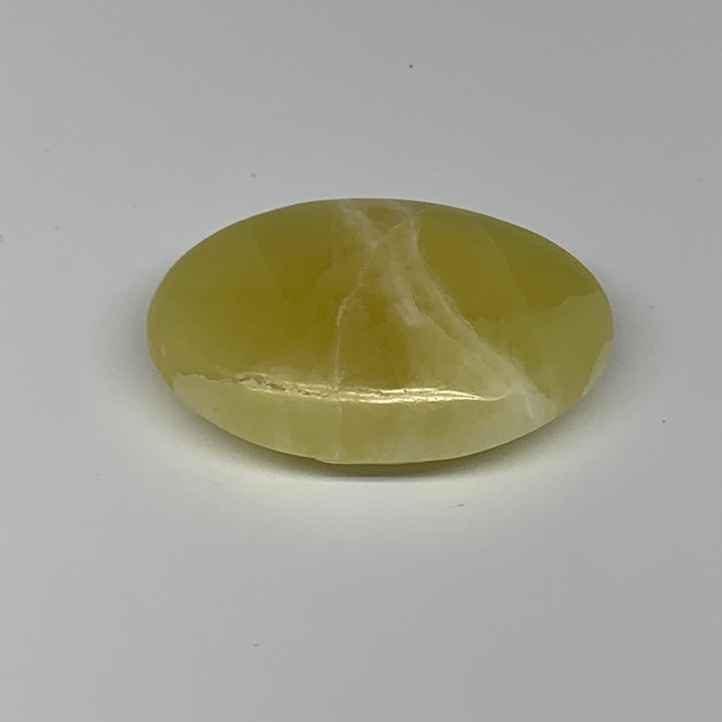 127.6g, 2.8"x2"x0.9", Lemon Calcite Palm-Stone Crystal Polished @Pakistan,B25595