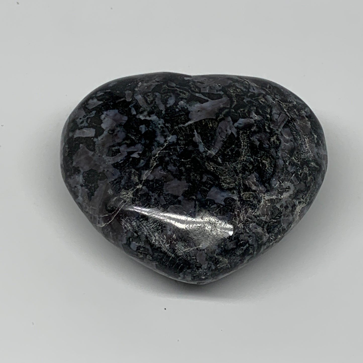 237.3g,2.6"x2.9"x1.3" Indigo Gabro Merlinite Heart Gemstone @Madagascar, B17647