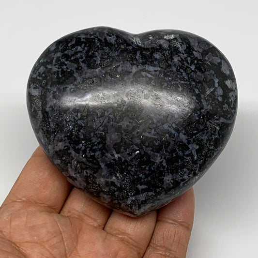 348.8g,3"x3.3"x1.4" Indigo Gabro Merlinite Heart Gemstone @Madagascar, B17648