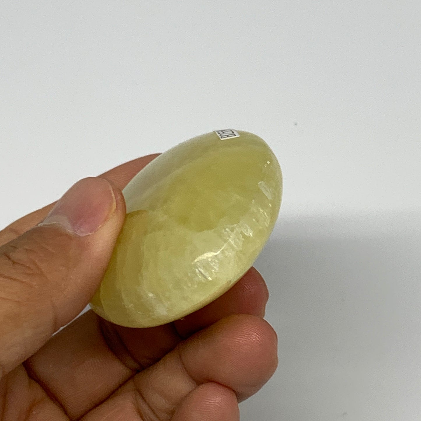 116.8g, 2.8"x1.9"x0.9", Lemon Calcite Palm-Stone Crystal Polished @Pakistan,B259