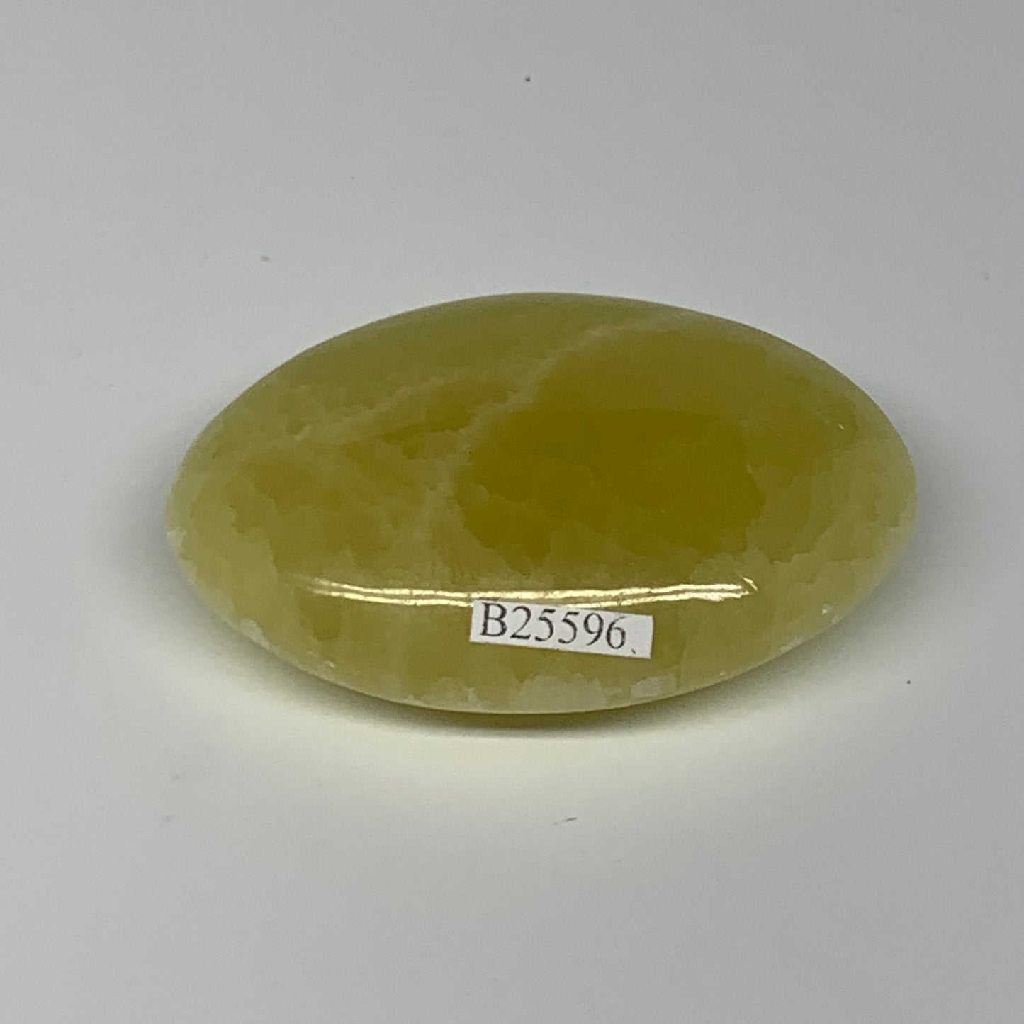 116.8g, 2.8"x1.9"x0.9", Lemon Calcite Palm-Stone Crystal Polished @Pakistan,B259