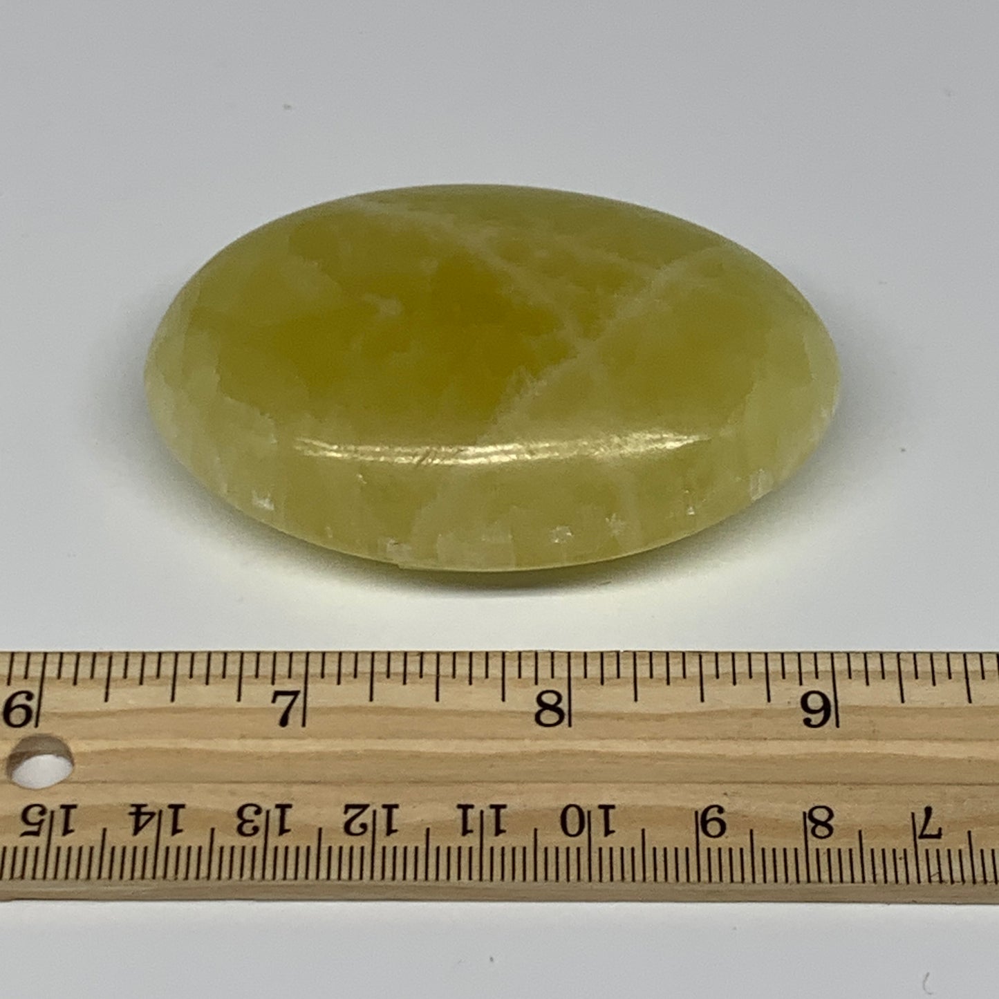 116.8g, 2.8"x1.9"x0.9", Lemon Calcite Palm-Stone Crystal Polished @Pakistan,B259