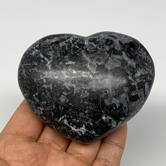 378.6g,3.1"x3.4"x1.4" Indigo Gabro Merlinite Heart Gemstone @Madagascar, B17651