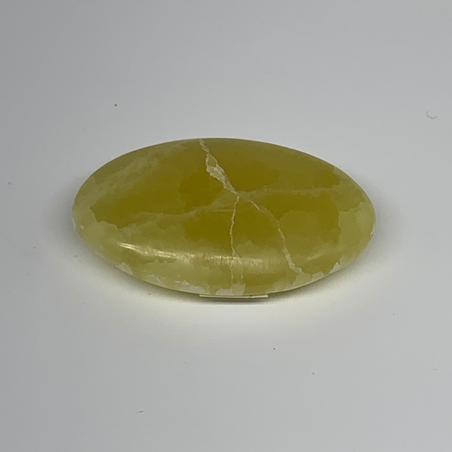 110.1g, 2.9"x1.8"x0.8", Lemon Calcite Palm-Stone Crystal Polished @Pakistan,B259